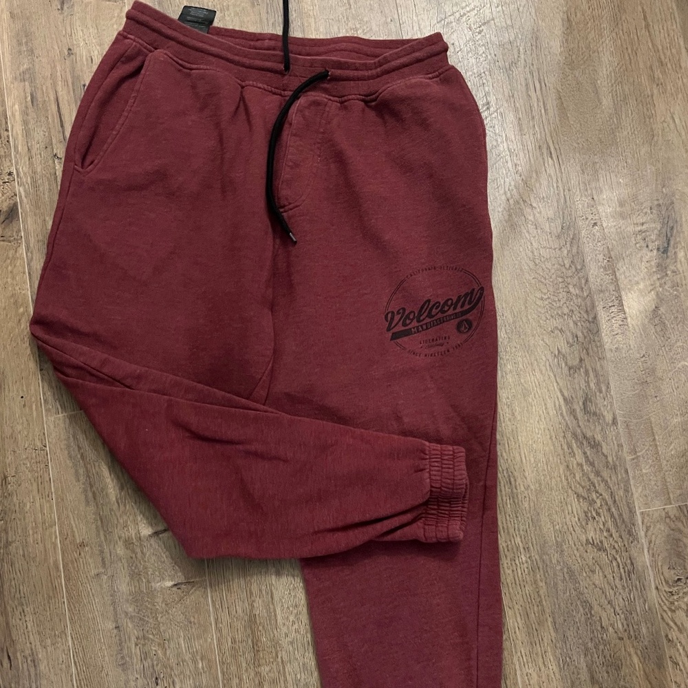 Maroon Taupe Wine Volcom Large Men Sweatpants Joggers